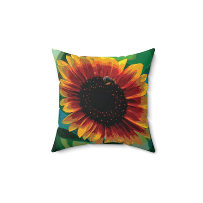 14x14 Cheerful Sunflower Square Throw Pillow