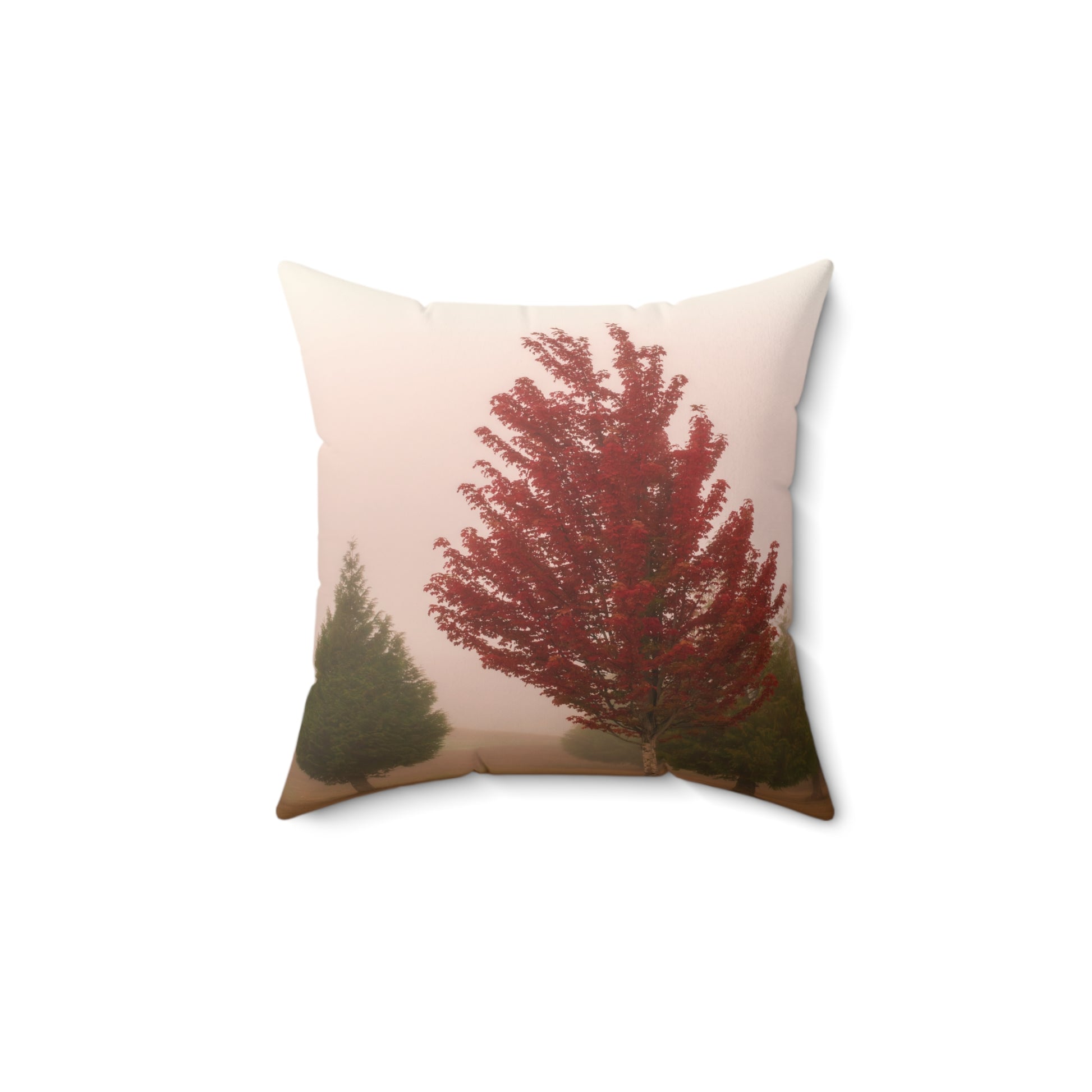 14x14 Foggy Fall Design Square Throw Pillow