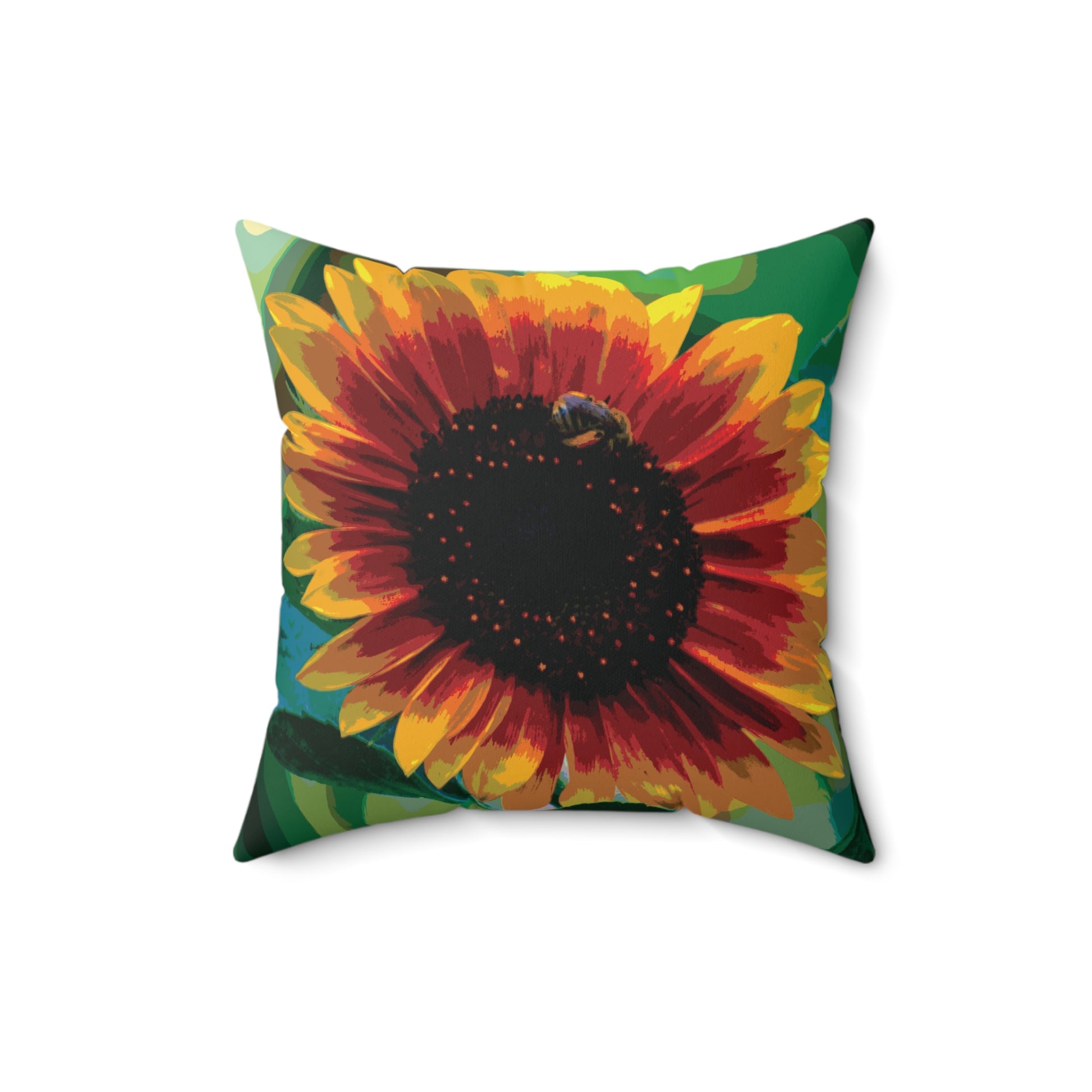 16x16 Cheerful Sunflower Square Throw Pillow