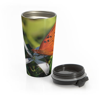 Travel mug with butterfly design & cover